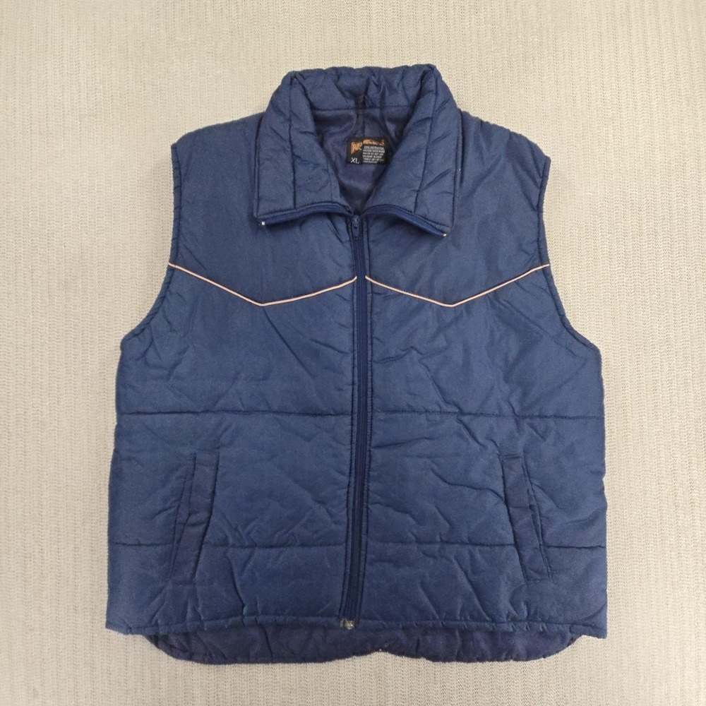 Vintage Rio Grande Vest Mens XL Blue Puffer Western Quilted Insulated Cowboy 80s